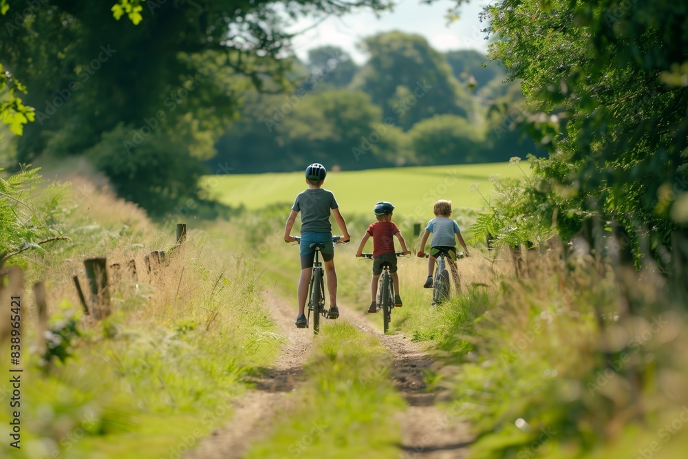 Family Enjoying Scenic Countryside Bike Ride Family Enjoying Scenic Countryside Bike Ride