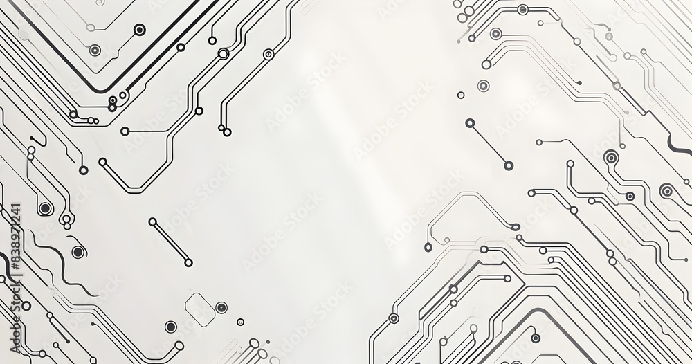 vector white background with grey circuit board lines, tech vector ...