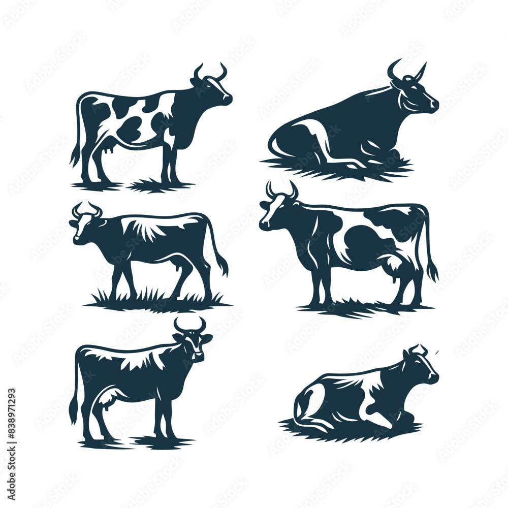Cow silhouette Clip art isolated vector illustration on a white background Cow silhouette Clip art isolated vector illustration on a white background