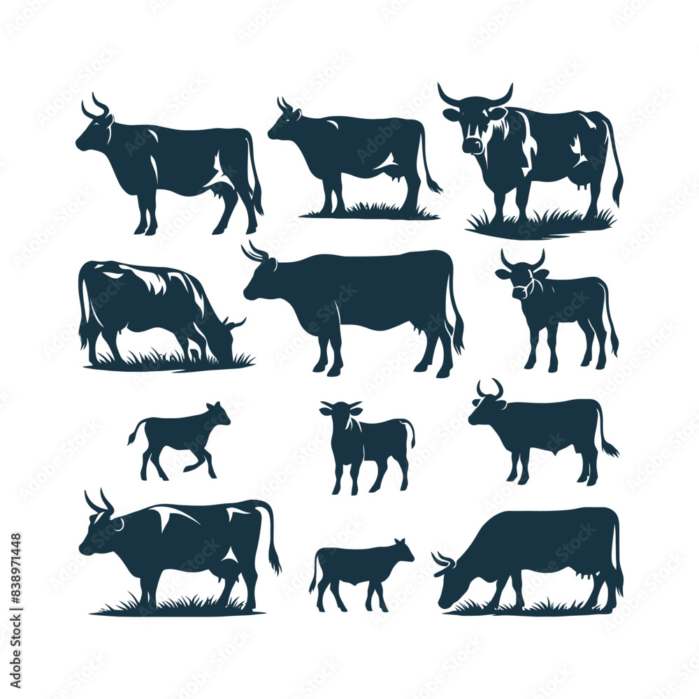 Cow silhouette Clip art isolated vector illustration on a white background Cow silhouette Clip art isolated vector illustration on a white background