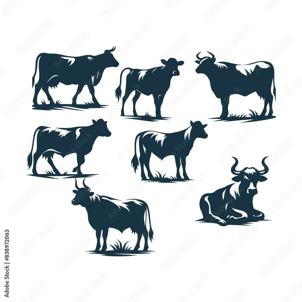 Cow silhouette Clip art isolated vector illustration on a white background Cow silhouette Clip art isolated vector illustration on a white background