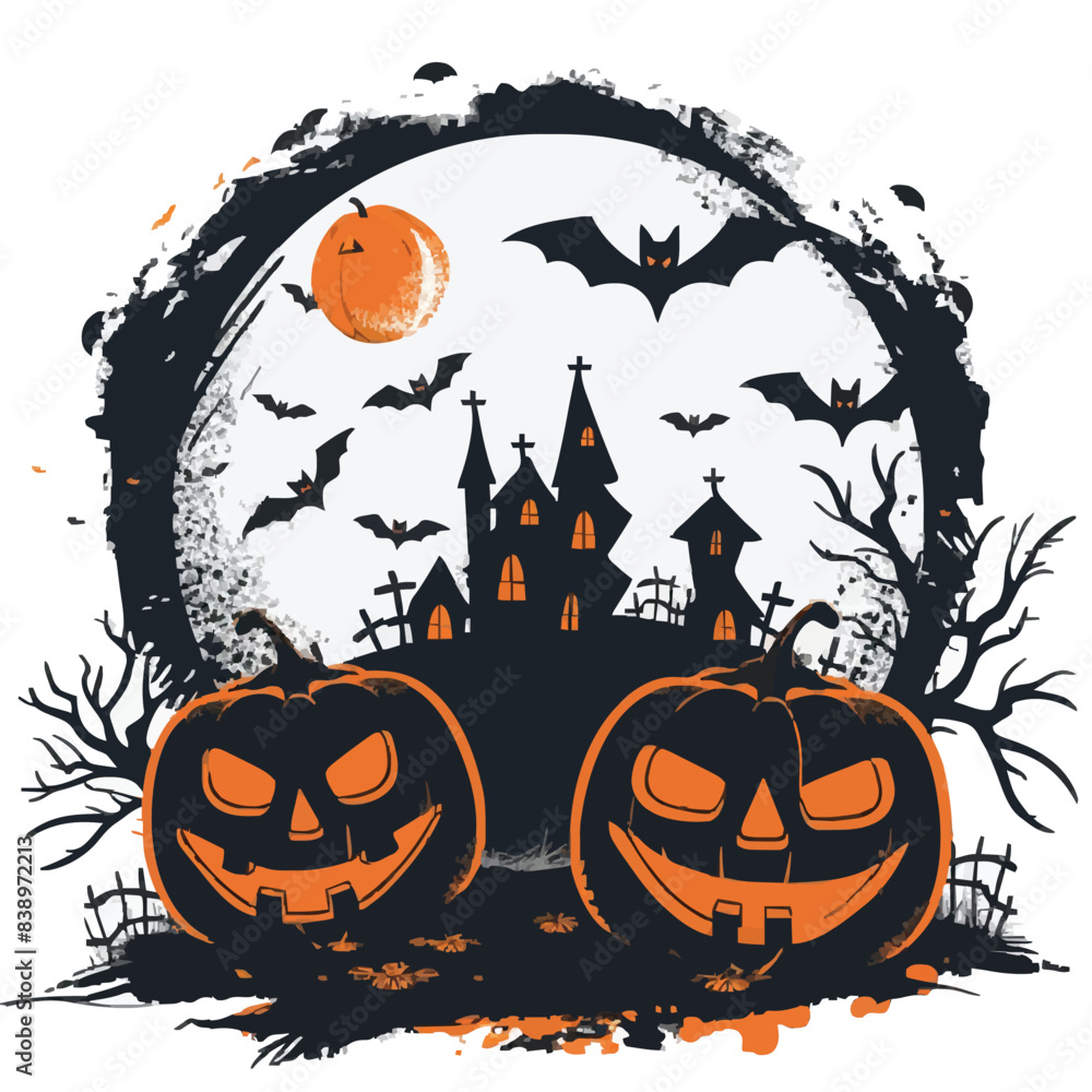 Fototapeta premium Helloween vector illustration for t-shirt 