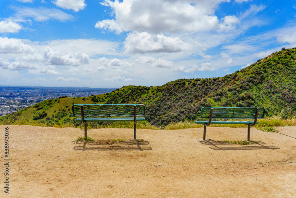 Runyon Canyon Trail Benches Overlooking Los Angeles Runyon Canyon Trail Benches Overlooking Los Angeles