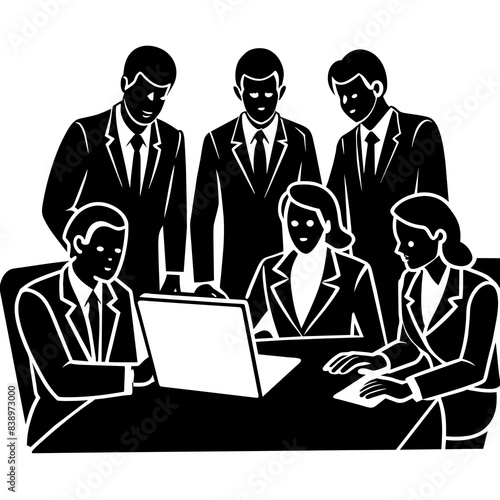 Professional team of experts Icon vector silhouettes illustration