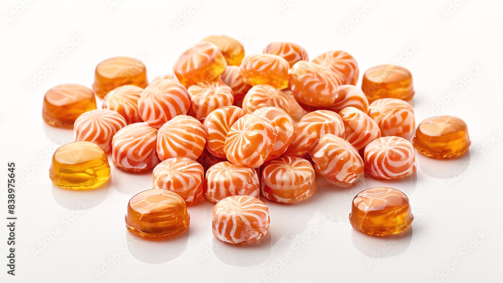 sweet caramel candies isolated on white background sweet caramel candies isolated on white background