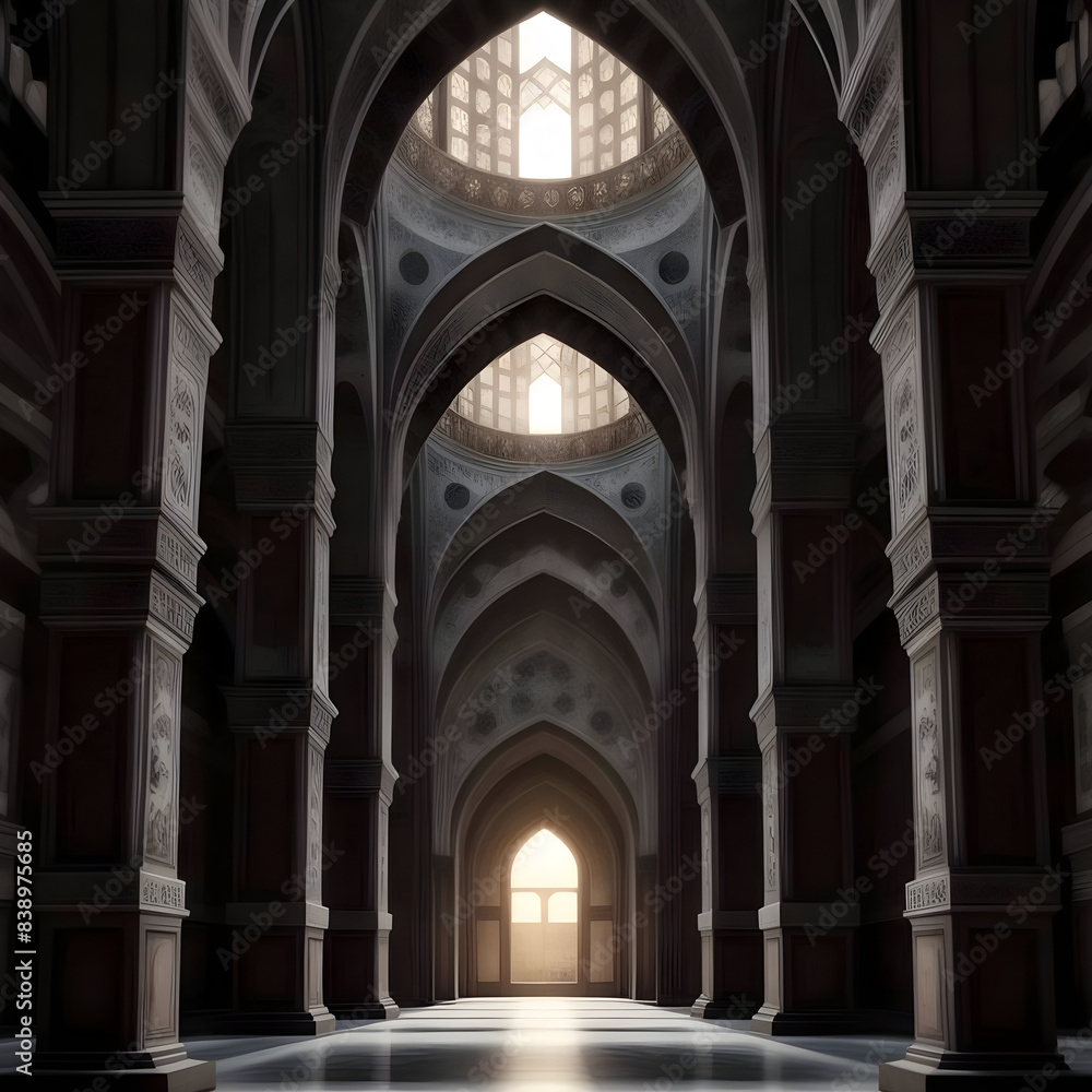 Fototapeta premium a islam mosque with stars and crescent moon