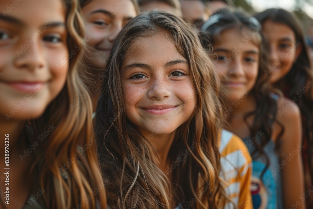 Fototapeta premium Happy children day: celebrating joy and innocence of childhood, honoring rights and well-being of children worldwide, promoting love, care, nurturing environments for their growth and development.