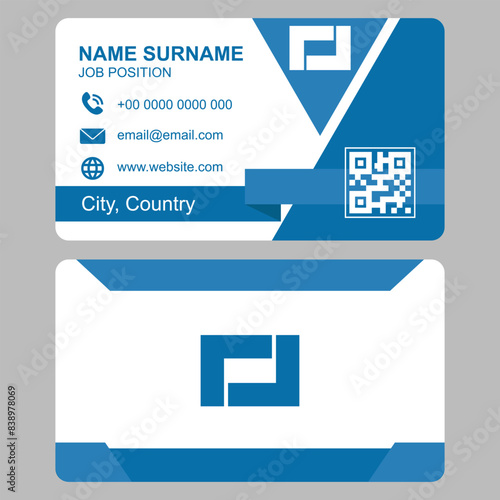 business card blue ocean with modern style and simple abstract