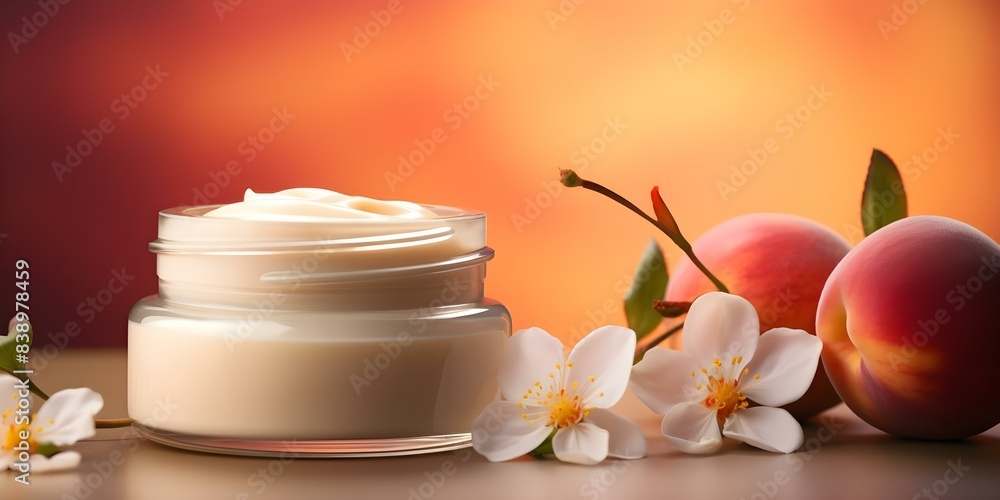Luxury skin cream jar open with pastel peach background cosmetic ad. Concept Product Photography, Skincare Promotion, Pastel Aesthetic, Beauty Advertisement Luxury skin cream jar open with pastel peach background cosmetic ad. Concept Product Photography, Skincare Promotion, Pastel Aesthetic, Beauty Advertisement