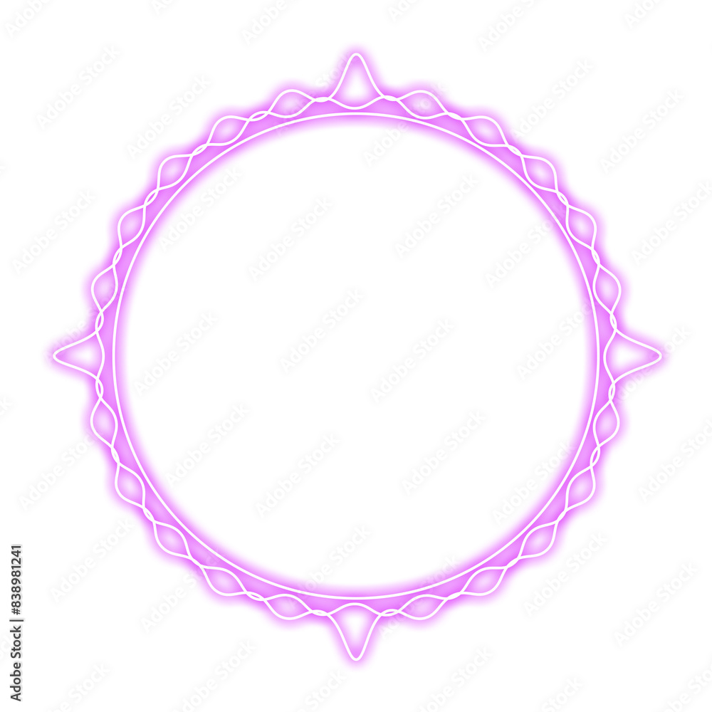 purple circle line frame and wave neon light purple circle line frame and wave neon light