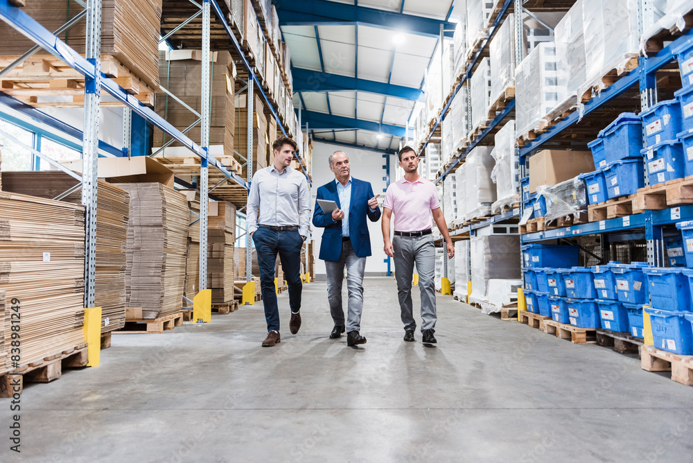 Business people meeting in company storehouse