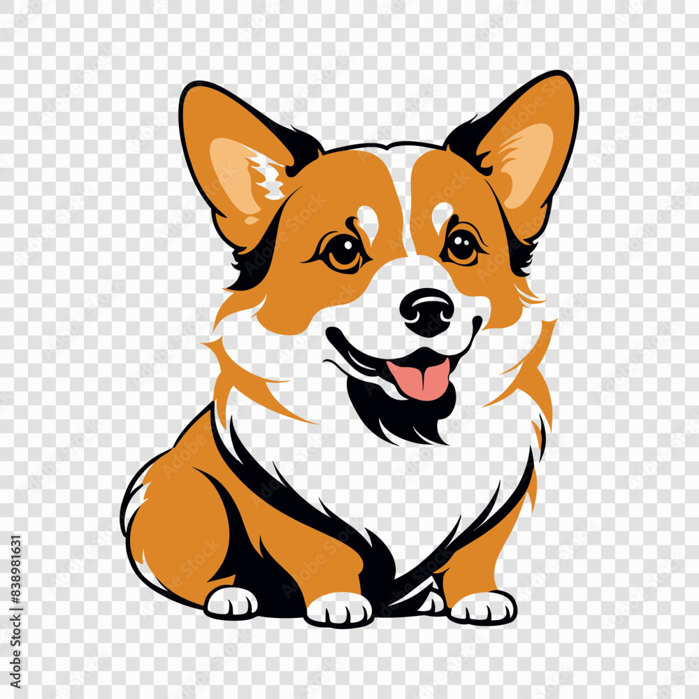 Cute Cartoon Corgi Dog Standing with Tongue Out Cute Cartoon Corgi Dog Standing with Tongue Out