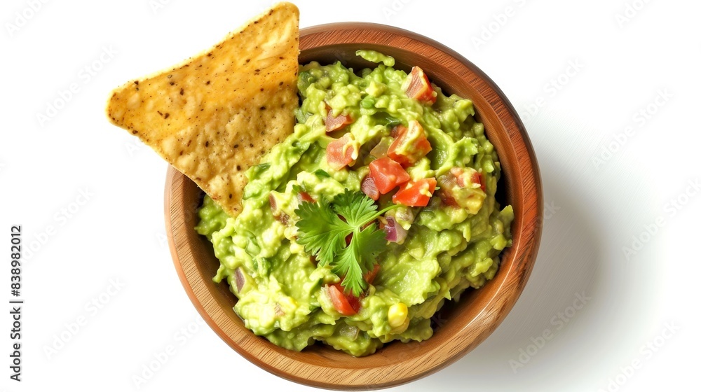 Delicious bowl of guacamole with a tortilla chip. Perfect for Mexican cuisine lovers. Ideal for food blogs, websites, and culinary content. Wooden bowl and fresh ingredients give a rustic feel. AI Delicious bowl of guacamole with a tortilla chip. Perfect for Mexican cuisine lovers. Ideal for food blogs, websites, and culinary content. Wooden bowl and fresh ingredients give a rustic feel. AI