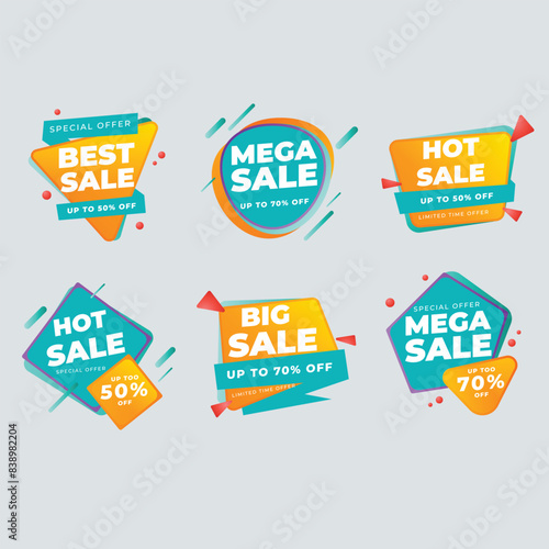 Set of vector red starburst, sunburst badges. Simple flat style vintage labels, stickers with sale discount text. Sale quality tags and labels. Template banner shopping badges.