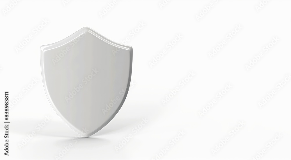 3D rendered white shield on a plain white background. This minimalist image showcases protection and security concepts. AI 3D rendered white shield on a plain white background. This minimalist image showcases protection and security concepts. AI