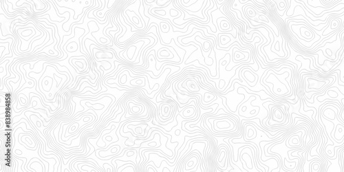 Vector geography landscape Topo contour map on white background, Topographic contour lines. Seamless pattern with lines Topographic map. Geographic mountain relief diagram line wave carve pattern. © MdLothfor