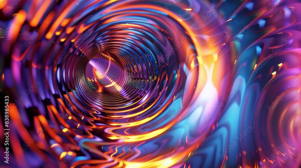 Vibrant abstract tunnel with swirling colors and lights, creating an energetic and dynamic visual experience. Vibrant abstract tunnel with swirling colors and lights, creating an energetic and dynamic visual experience.