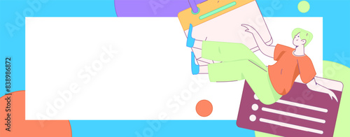 Check-in character flat vector concept operation hand-drawn illustration
