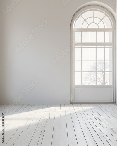 Empty white room with lights and shadows mock up