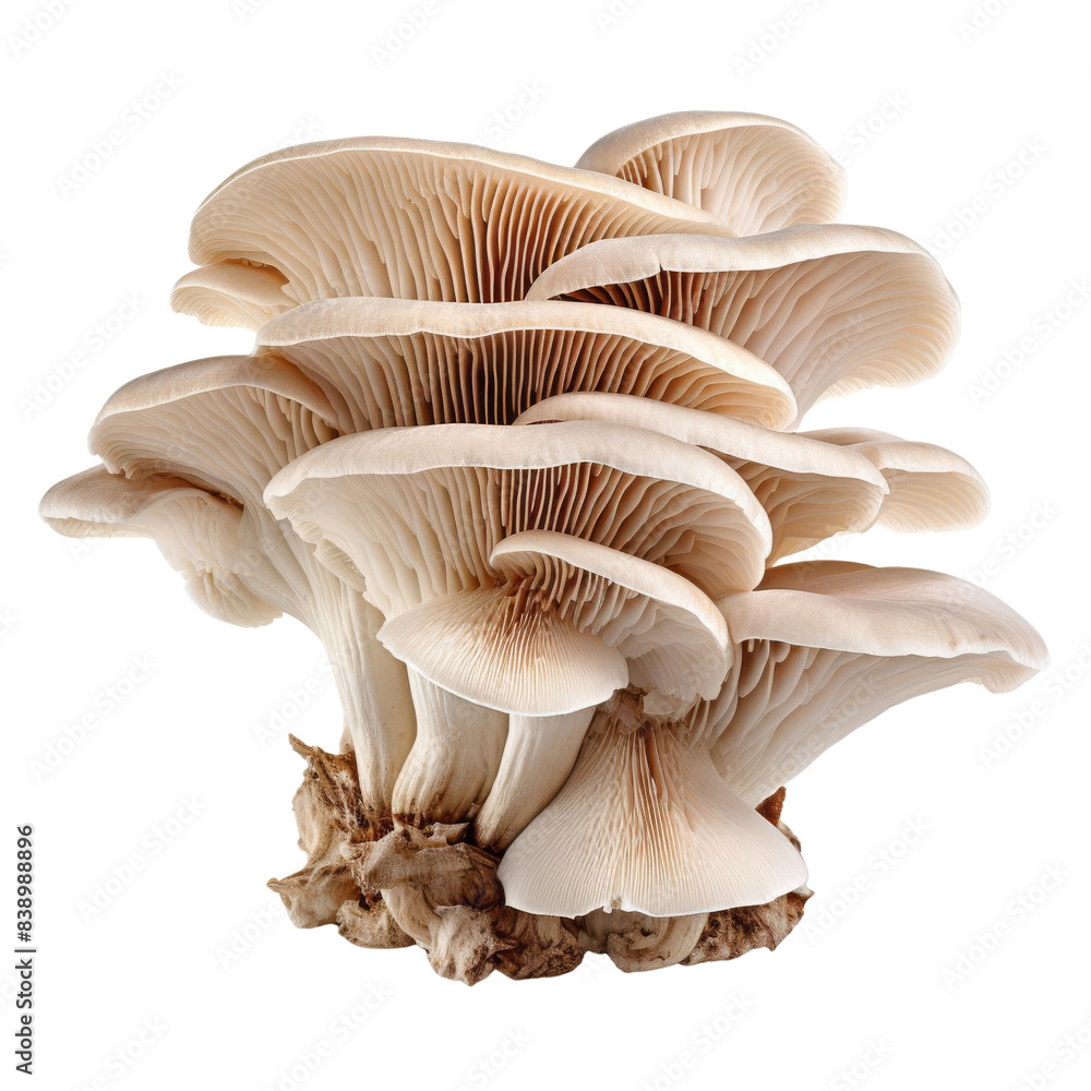 Close-up of fresh oyster mushrooms in a cluster. Ideal for culinary, food, and organic market concepts. Close-up of fresh oyster mushrooms in a cluster. Ideal for culinary, food, and organic market concepts.