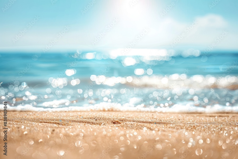 Beach Sand Sky. Abstract Tropical Background with Blurred Ocean and Sunlight Beach Sand Sky. Abstract Tropical Background with Blurred Ocean and Sunlight