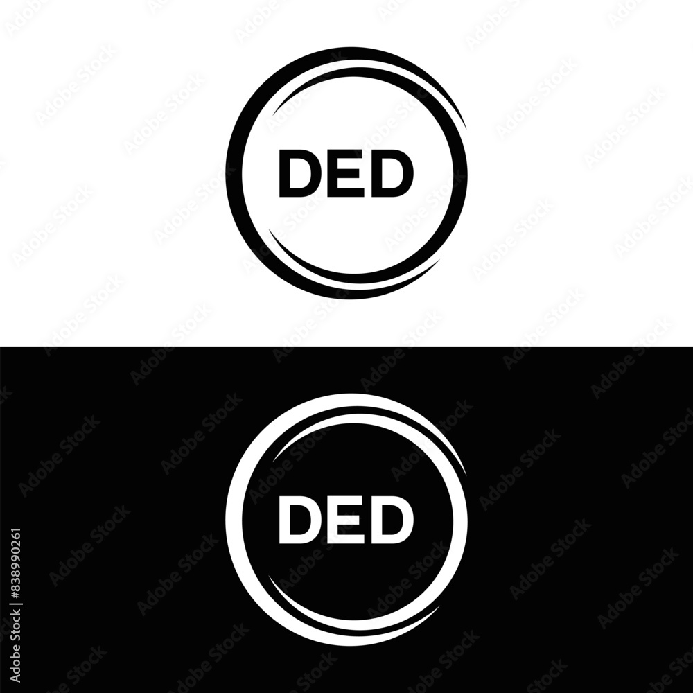 DED logo. D E D design. White DED letter. DED, D E D letter logo design. D E D letter logo design in FIVE, FOUR, THREE, style. letter logo set in one artboard. D E D letter logo vector design.