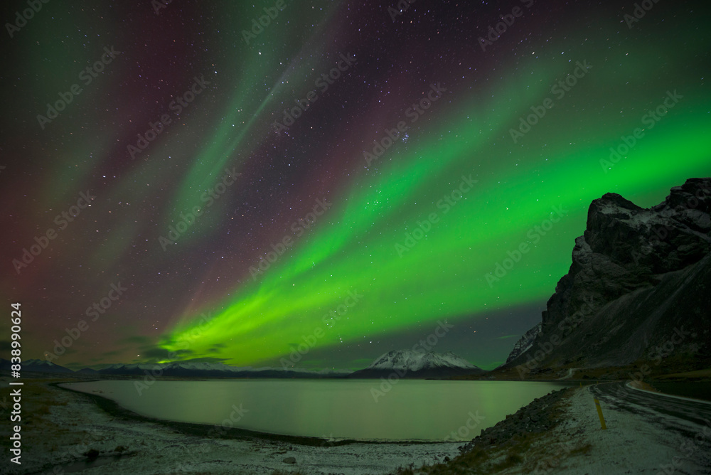 Iceland, scenery with Aurora Borealis Iceland, scenery with Aurora Borealis