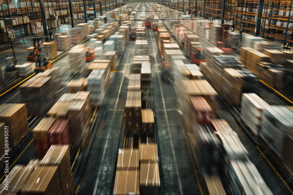 Busy Warehouse with Forklifts Busy Warehouse with Forklifts