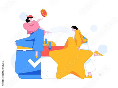 Check-in character flat vector concept operation hand-drawn illustration
