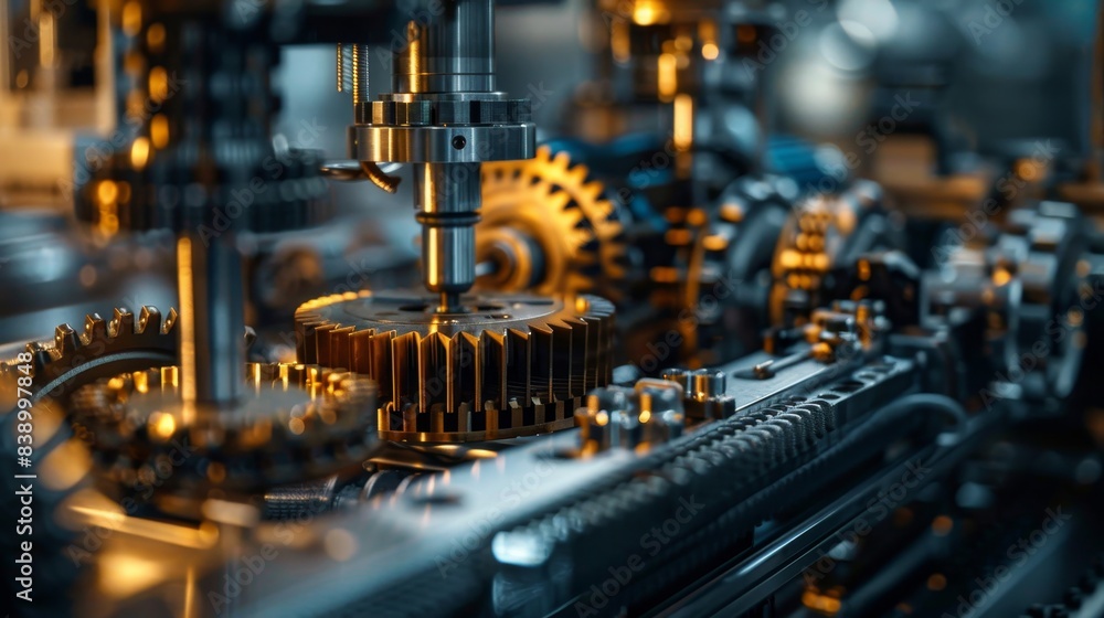 A close-up of intricate machinery and equipment in a factory, showcasing the precision and complexity of modern manufacturing processes. A close-up of intricate machinery and equipment in a factory, showcasing the precision and complexity of modern manufacturing processes.
