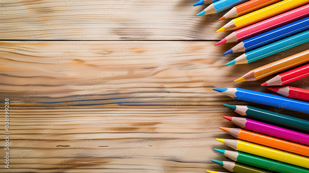 Colorful pencils on wooden background Colorful pencils on wooden background