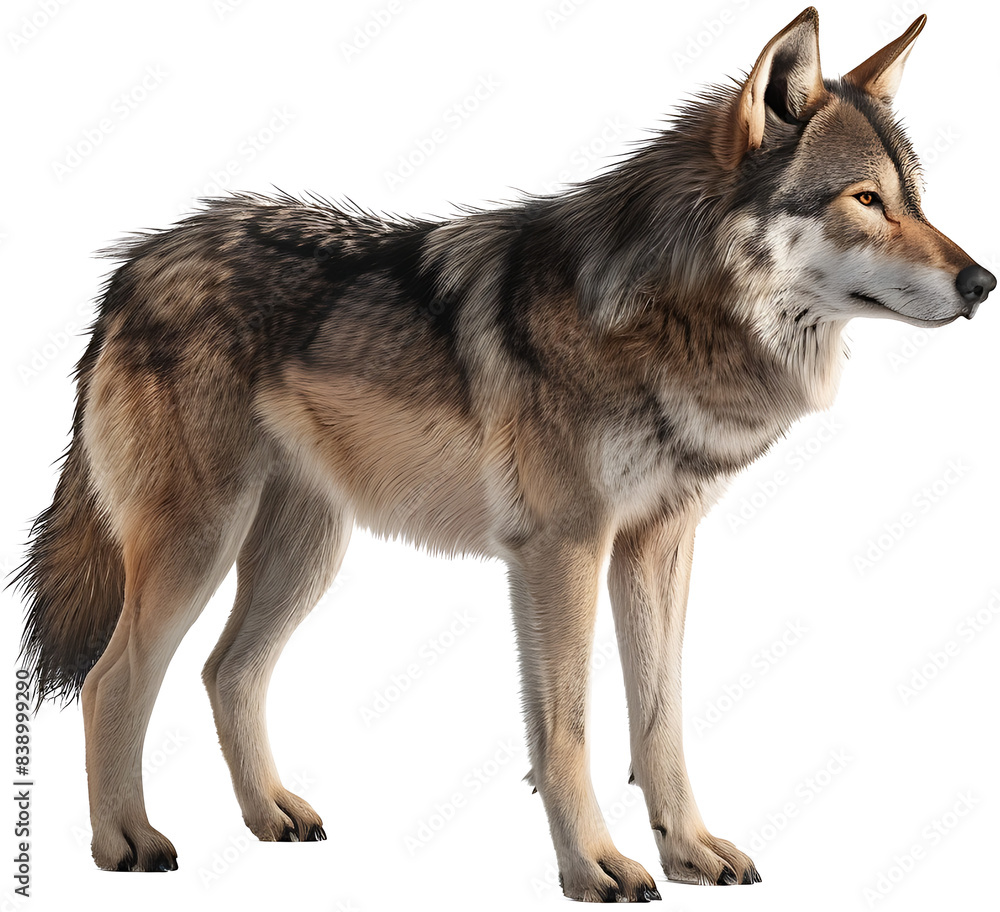 Fototapeta premium A wolf isolated on a transparent background PNG