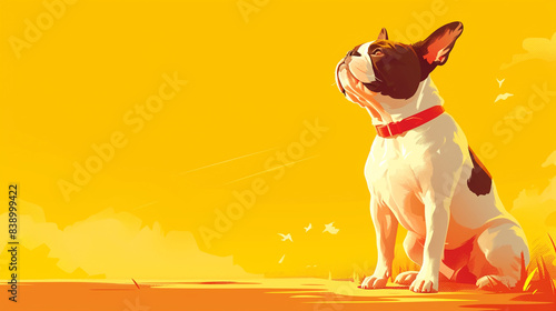 Captivating Minimalist Digital Art Featuring a Cheerful Boston Terrier photo