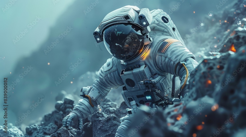 Futuristic Astronaut with Cybernetic Enhancements Embarking on a Space Expedition Futuristic Astronaut with Cybernetic Enhancements Embarking on a Space Expedition