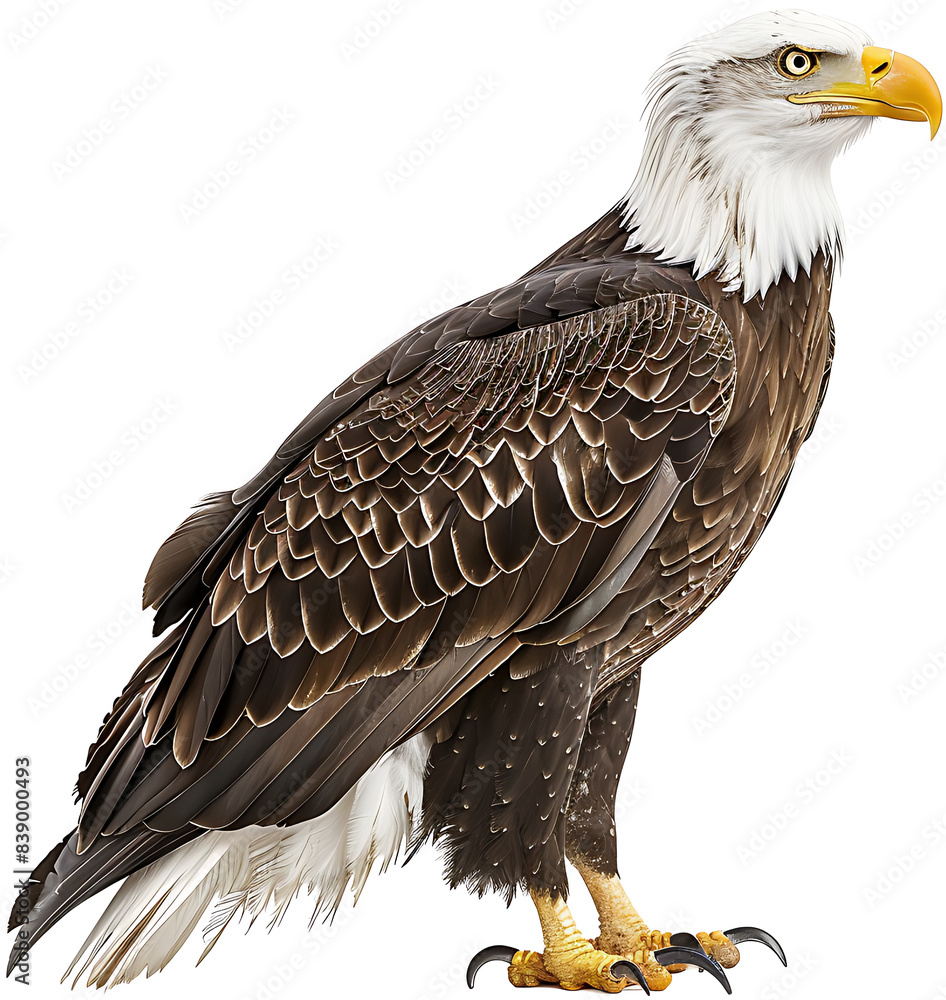 Obraz premium A american bald eagle isolated on a transparent background PNG
