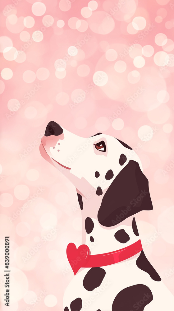 Vibrant Minimalist Digital Art Featuring a Joyful Dalmatian in Red Vibrant Minimalist Digital Art Featuring a Joyful Dalmatian in Red