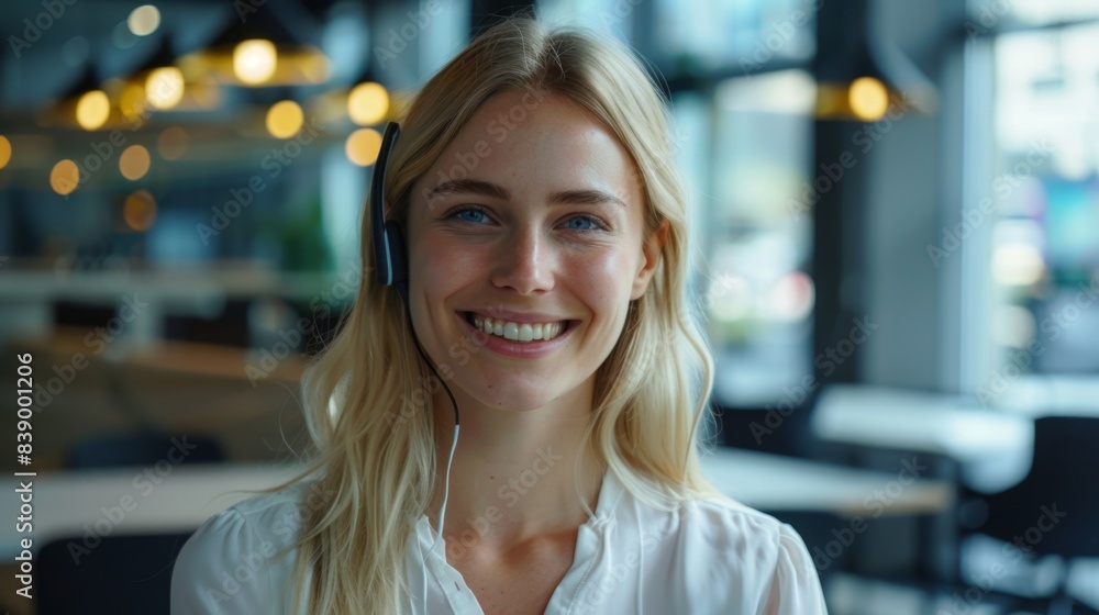 The smiling call center operator