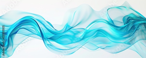 Vibrant eggshell blue wave abstract design, light and airy, isolated on a white backdrop