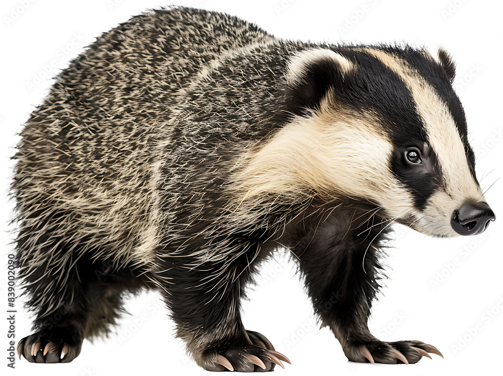 Fototapeta premium A badger isolated on a transparent background PNG