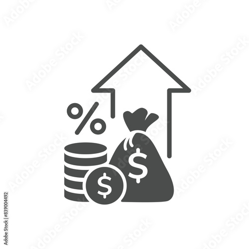 Inflation flat icon. Money tax rate sign. Financial interest symbol. Quality design element. Flat style inflation icon. Editable stroke. Vector