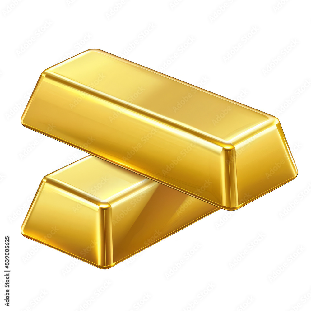 Two shiny gold bars stacked together. isolated on white background. transparent background. Two shiny gold bars stacked together. isolated on white background. transparent background.