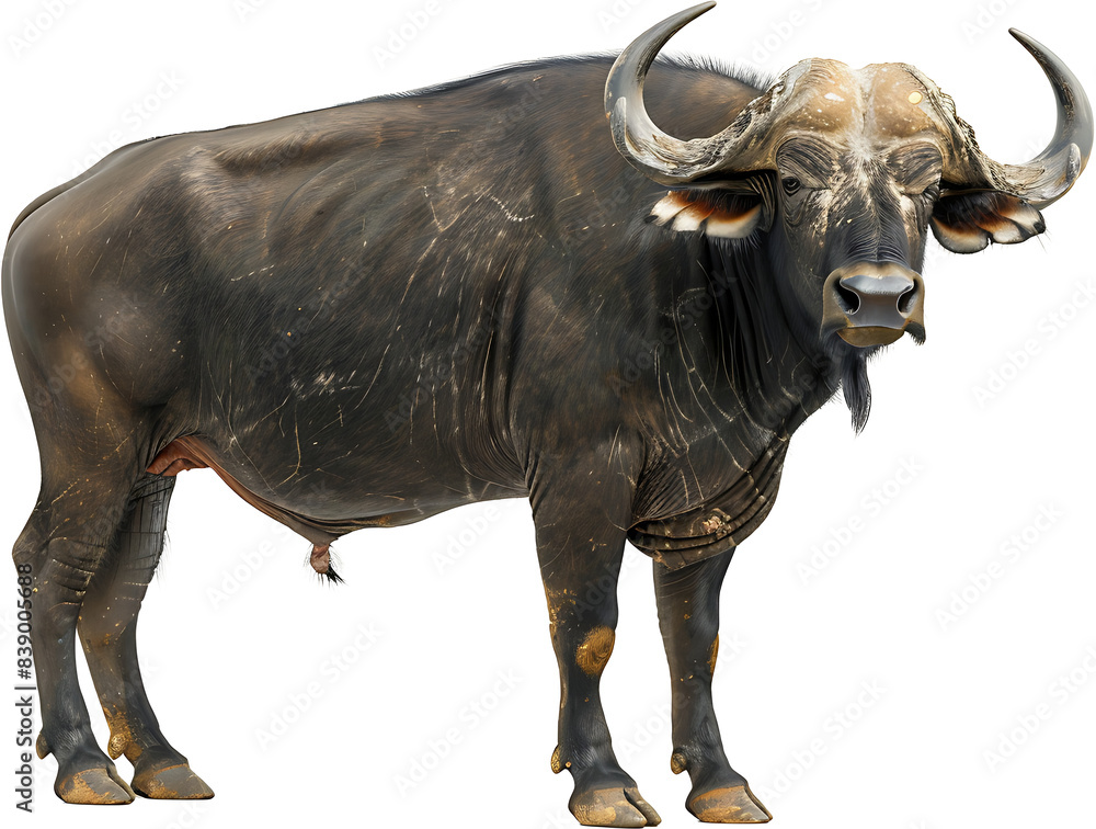 Fototapeta premium A buffalo isolated on a transparent background PNG