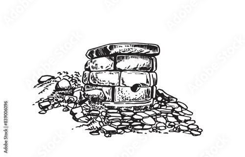 The north caucasus dolmen on white background,vector illustration.	