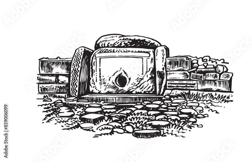 The north caucasus dolmen on white background,vector illustration.	