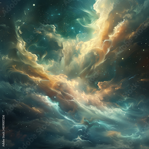 Ethereal celestial scene swirling nebula © pinginging