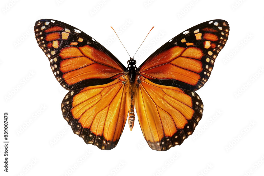 Fototapeta premium butterfly with blue flower isolated on transparent background