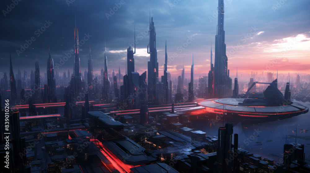 sunset over the scifi metropolis sunset over the scifi metropolis