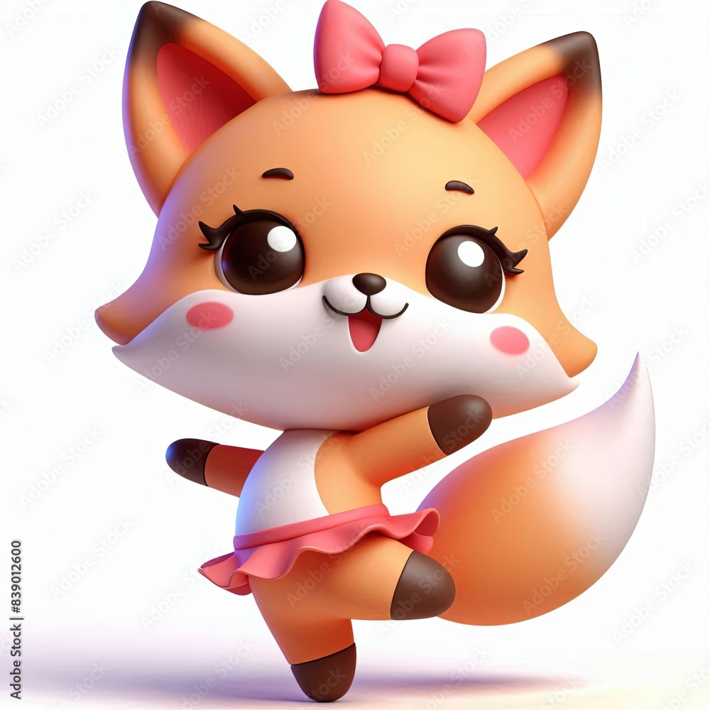 cute Cartoon Dancer Fox .3d Generative AI cute Cartoon Dancer Fox .3d Generative AI