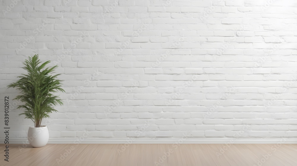 White wall background, mockup, 3D render. White wall background, mockup, 3D render.