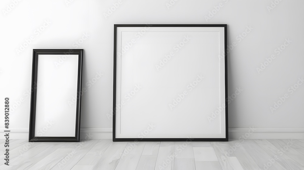 Poster mockup standing on the floor, 3d render. Poster mockup standing on the floor, 3d render.